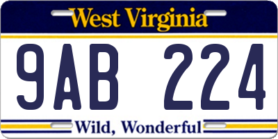WV license plate 9AB224