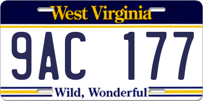 WV license plate 9AC177