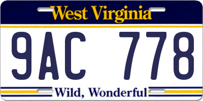 WV license plate 9AC778