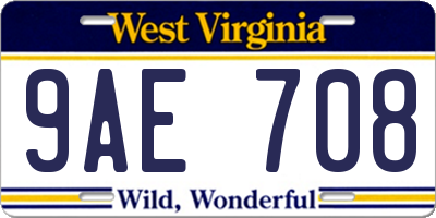 WV license plate 9AE708