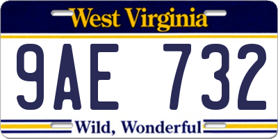 WV license plate 9AE732