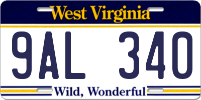 WV license plate 9AL340
