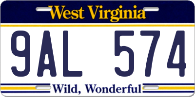 WV license plate 9AL574