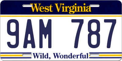 WV license plate 9AM787