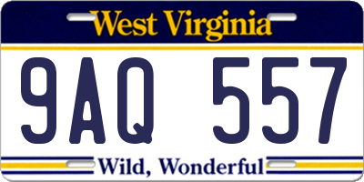WV license plate 9AQ557