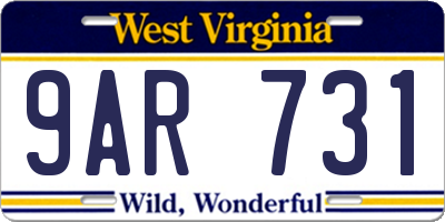 WV license plate 9AR731