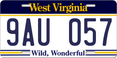 WV license plate 9AU057
