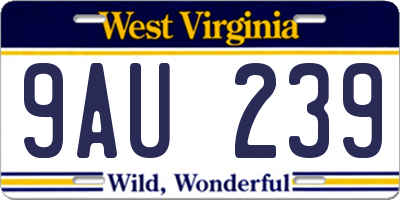 WV license plate 9AU239