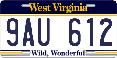 WV license plate 9AU612