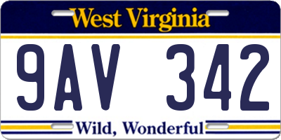 WV license plate 9AV342