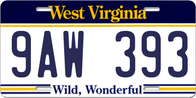 WV license plate 9AW393