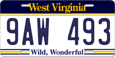 WV license plate 9AW493