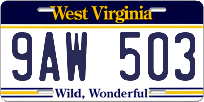 WV license plate 9AW503