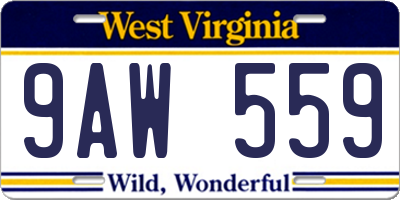 WV license plate 9AW559