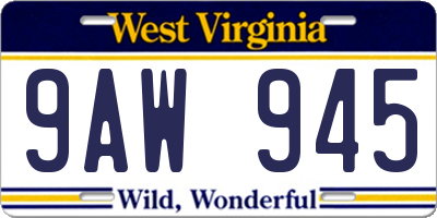 WV license plate 9AW945