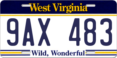 WV license plate 9AX483