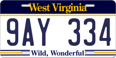 WV license plate 9AY334
