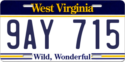 WV license plate 9AY715