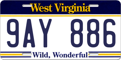 WV license plate 9AY886