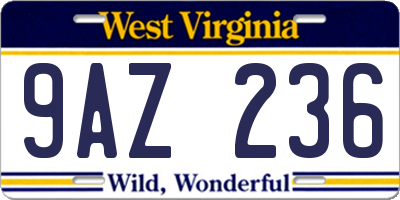 WV license plate 9AZ236