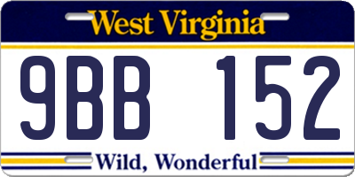 WV license plate 9BB152