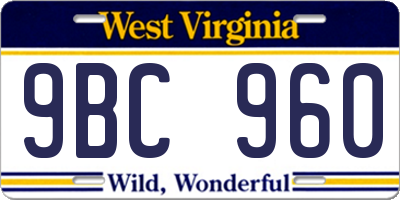 WV license plate 9BC960