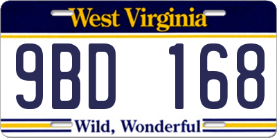 WV license plate 9BD168