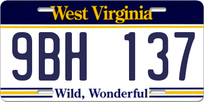 WV license plate 9BH137