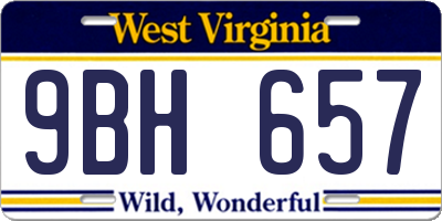 WV license plate 9BH657
