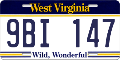 WV license plate 9BI147