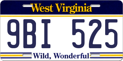 WV license plate 9BI525