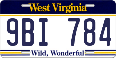 WV license plate 9BI784