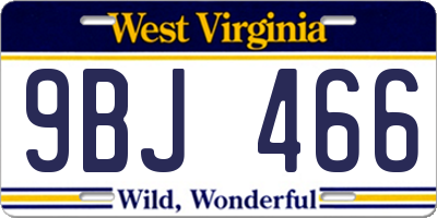 WV license plate 9BJ466
