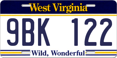WV license plate 9BK122