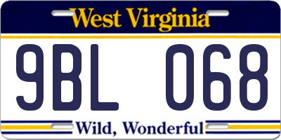 WV license plate 9BL068