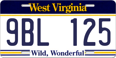 WV license plate 9BL125