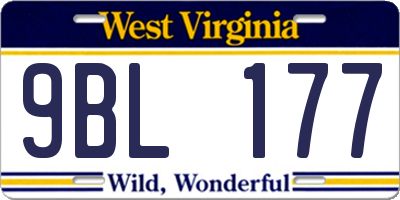 WV license plate 9BL177