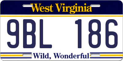 WV license plate 9BL186