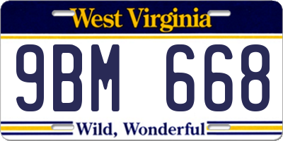 WV license plate 9BM668