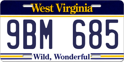 WV license plate 9BM685