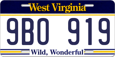 WV license plate 9BO919