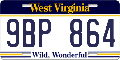WV license plate 9BP864