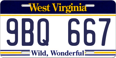 WV license plate 9BQ667