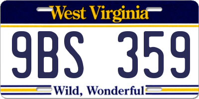 WV license plate 9BS359