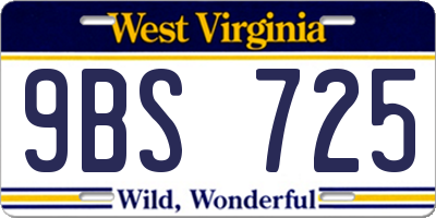 WV license plate 9BS725