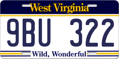 WV license plate 9BU322