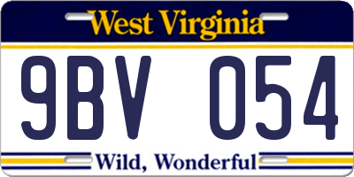 WV license plate 9BV054
