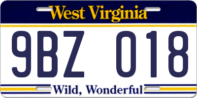WV license plate 9BZ018