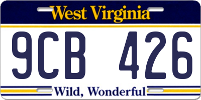 WV license plate 9CB426
