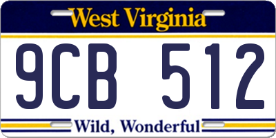 WV license plate 9CB512
